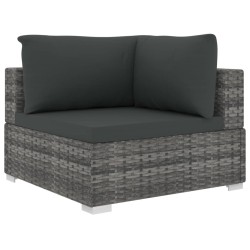 Salon de jardin 4 pcs avec coussins résine tressée gris 