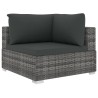 Salon de jardin 4 pcs avec coussins résine tressée gris 