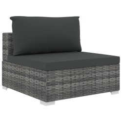 Salon de jardin 4 pcs avec coussins résine tressée gris 
