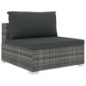 Salon de jardin 4 pcs avec coussins résine tressée gris 