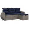 Salon de jardin 4 pcs avec coussins gris résine tressée 