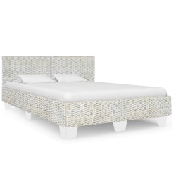 Cadre de lit Gris Rotin naturel 160 x 200 cm 