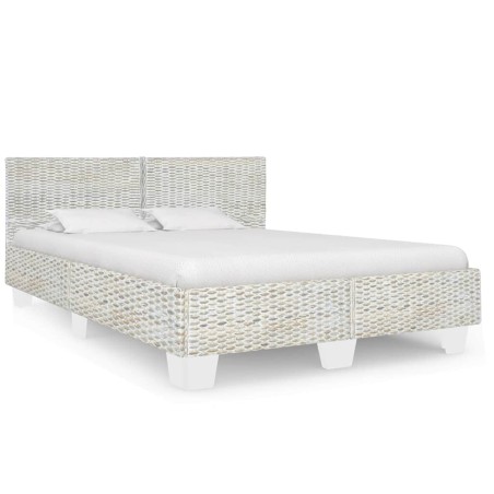 Cadre de lit Gris Rotin naturel 160 x 200 cm 