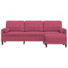 Canapé à 3 places et repose-pieds Rouge bordeaux 210 cm Velours 