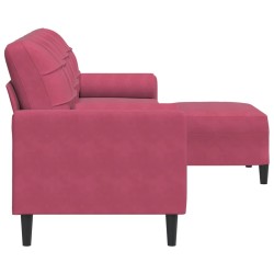 Canapé à 3 places et repose-pieds Rouge bordeaux 210 cm Velours 