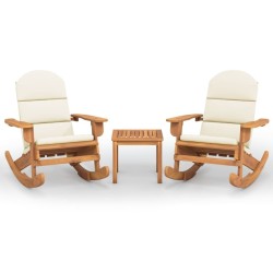 Ensemble de salon de jardin Adirondack 3 pcs bois acacia solide 