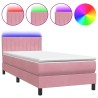 Sommier à lattes de lit avec matelas rose 100x220 cm velours 