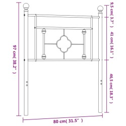 Tête de lit métal noir 75 cm 