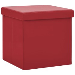 Tabouret de rangement pliable Rouge bordeaux PVC 
