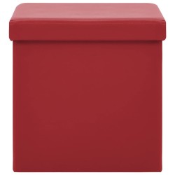 Tabouret de rangement pliable Rouge bordeaux PVC 