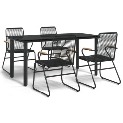 Ensemble à manger de jardin 5 pcs Noir Rotin PVC 