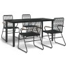 Ensemble à manger de jardin 5 pcs Noir Rotin PVC 