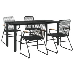 Ensemble à manger de jardin 5 pcs Noir Rotin PVC 