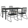 Ensemble à manger de jardin 5 pcs Noir Rotin PVC 