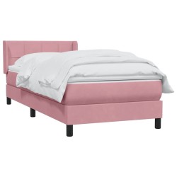 Sommier à lattes de lit avec matelas rose 100x210 cm velours 