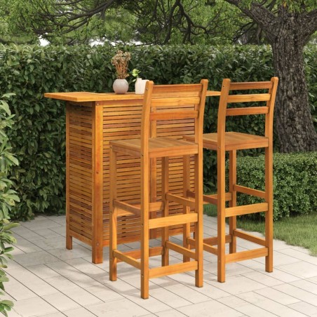 Ensemble de bar de jardin 3 pcs Bois d'acacia solide 
