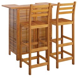 Ensemble de bar de jardin 3 pcs Bois d'acacia solide 