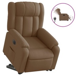 Fauteuil inclinable électrique marron tissu 