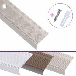Nez de marche forme en L 5 pcs aluminium 90 cm champagne 