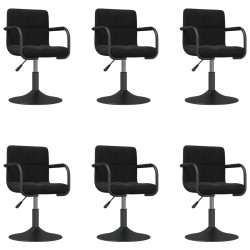 Chaises pivotantes à manger lot de 6 noir velours 