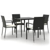 Ensemble à manger de jardin coussins 5pcs Noir Résine tressée 