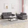 Ensemble de canapés 2 pcs avec coussins Gris Similicuir 