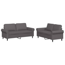 Ensemble de canapés 2 pcs avec coussins Gris Similicuir 