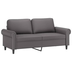 Ensemble de canapés 2 pcs avec coussins Gris Similicuir 