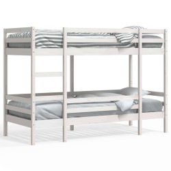 Lit superposé sans matelas blanc 90x200 cm bois de pin massif 