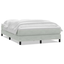 Sommier à lattes de lit et matelas gris clair 160x220cm velours 