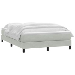 Sommier à lattes de lit et matelas gris clair 160x220cm velours 