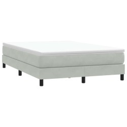 Sommier à lattes de lit et matelas gris clair 160x220cm velours 