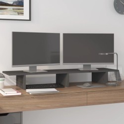 Support de moniteur Gris 100x27x15 cm Bois de pin solide 