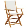 Ensemble à manger de jardin 5 pcs blanc crème tissu bois massif 