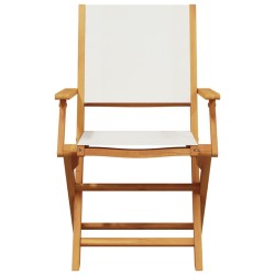 Ensemble à manger de jardin 5 pcs blanc crème tissu bois massif 