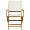 Ensemble à manger de jardin 5 pcs blanc crème tissu bois massif 