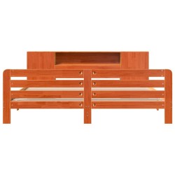 Cadre de lit sans matelas cire marron 200x200cm bois pin massif 
