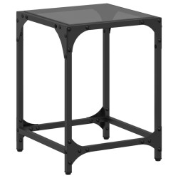 Table basse avec dessus en verre noir 30x30x40 cm acier 