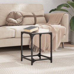 Table basse avec dessus en verre noir 30x30x40 cm acier 