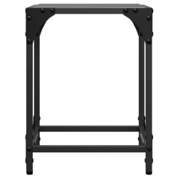 Table basse avec dessus en verre noir 30x30x40 cm acier 