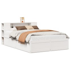 Cadre de lit sans matelas blanc 150x200 cm bois de pin massif 
