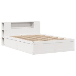 Cadre de lit sans matelas blanc 150x200 cm bois de pin massif 