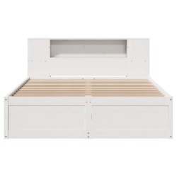 Cadre de lit sans matelas blanc 150x200 cm bois de pin massif 