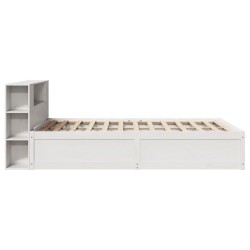 Cadre de lit sans matelas blanc 150x200 cm bois de pin massif 