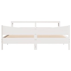 Cadre de lit et tête de lit blanc 180x200 cm bois de pin massif 