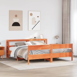 Cadre de lit sans matelas cire marron 180x200cm bois pin massif 