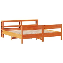 Cadre de lit sans matelas cire marron 180x200cm bois pin massif 