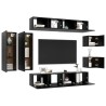 Ensemble de meuble TV 8 pcs Noir Bois d'ingénierie 
