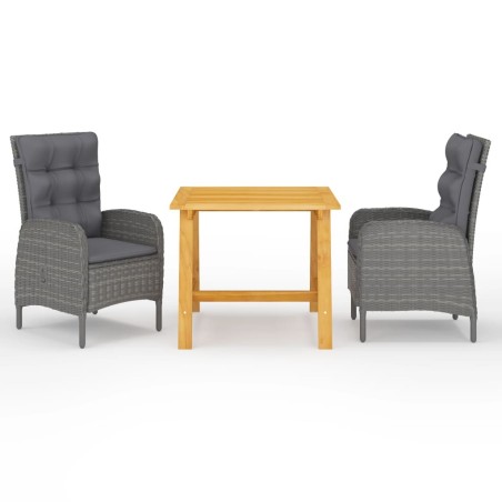 Ensemble à manger de jardin 3 pcs Gris 