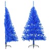 Demi sapin de Noël artificiel avec support Bleu 120 cm PVC 